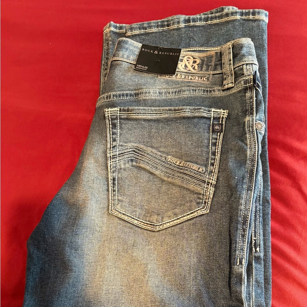Rock & Republic Men's Faded Blue Bootcut Jeans